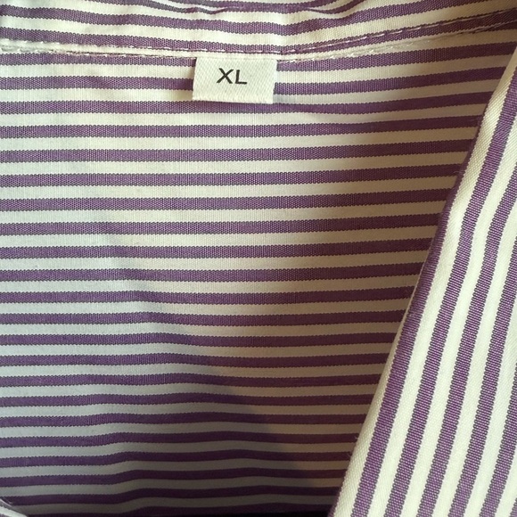 NWOT Purple and White Striped Button Down, Sz XL - Picture 6 of 6